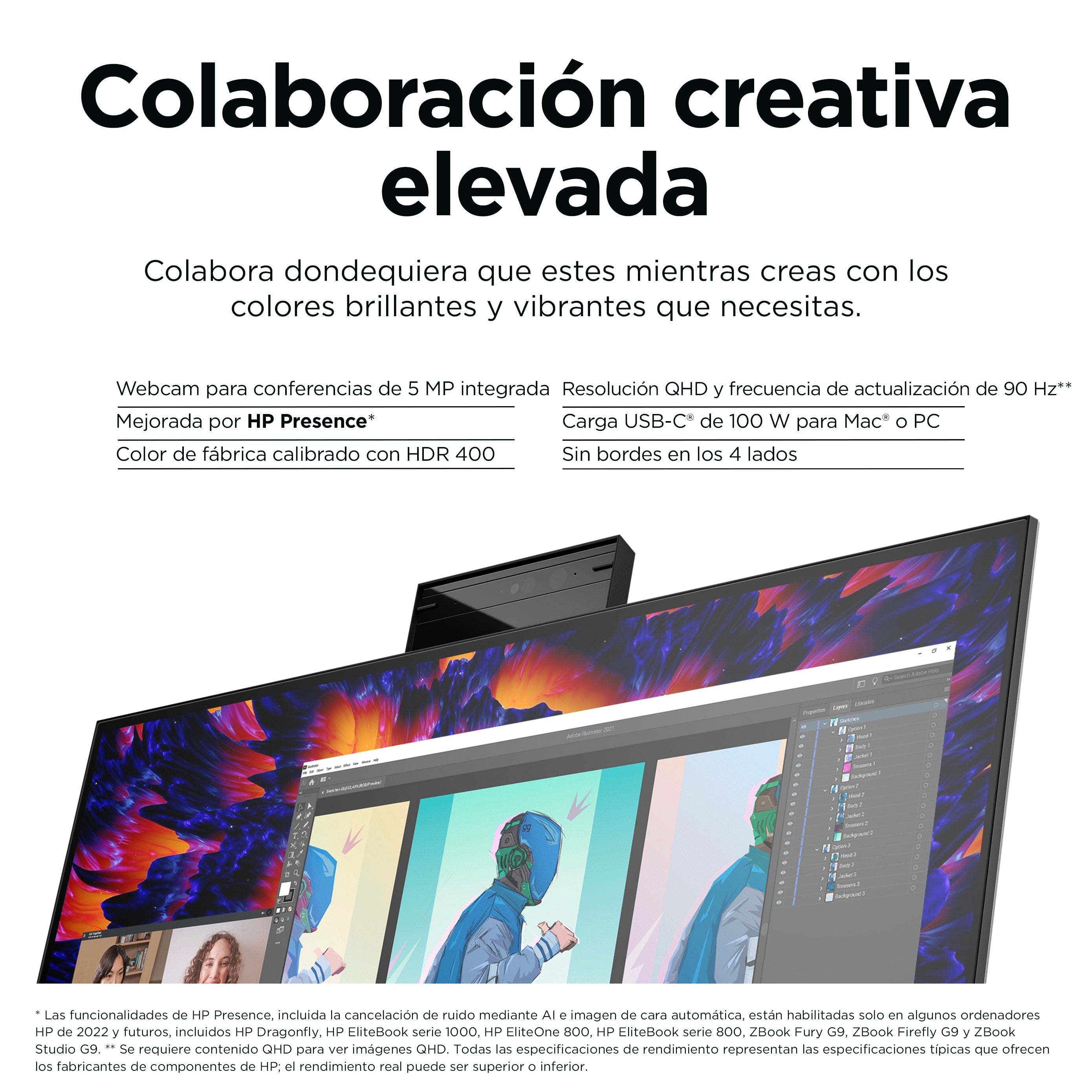 Hp Monitor Z24m G3 Qhd Usb-C Pd Workstation  23.8'' Ips 2560x1440 5ms Dp Hdmi Usb-C  Altavoces Camara Web 5mp Y  Microfono Integrados