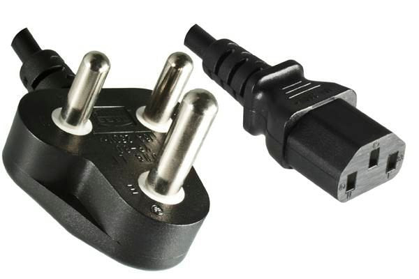 Power Cord South Africa Type  B+C - C13, Black, Big Plug,