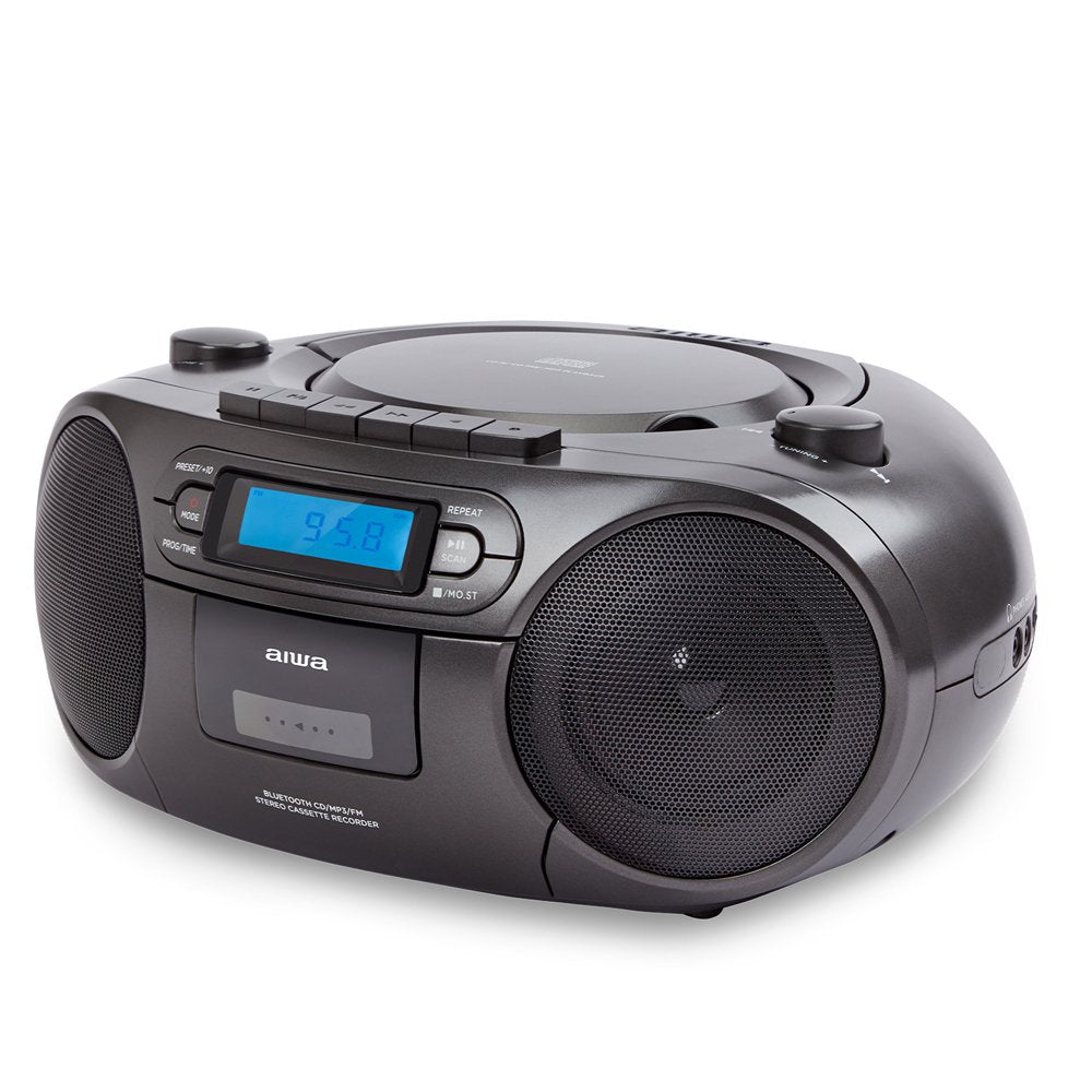 Radio Bluetooth Con Lector De Cd Mp3 Casetes Y Usb Aiwa Boombox Bbtu-550 Black Bt 5.0 6w Rms Fm