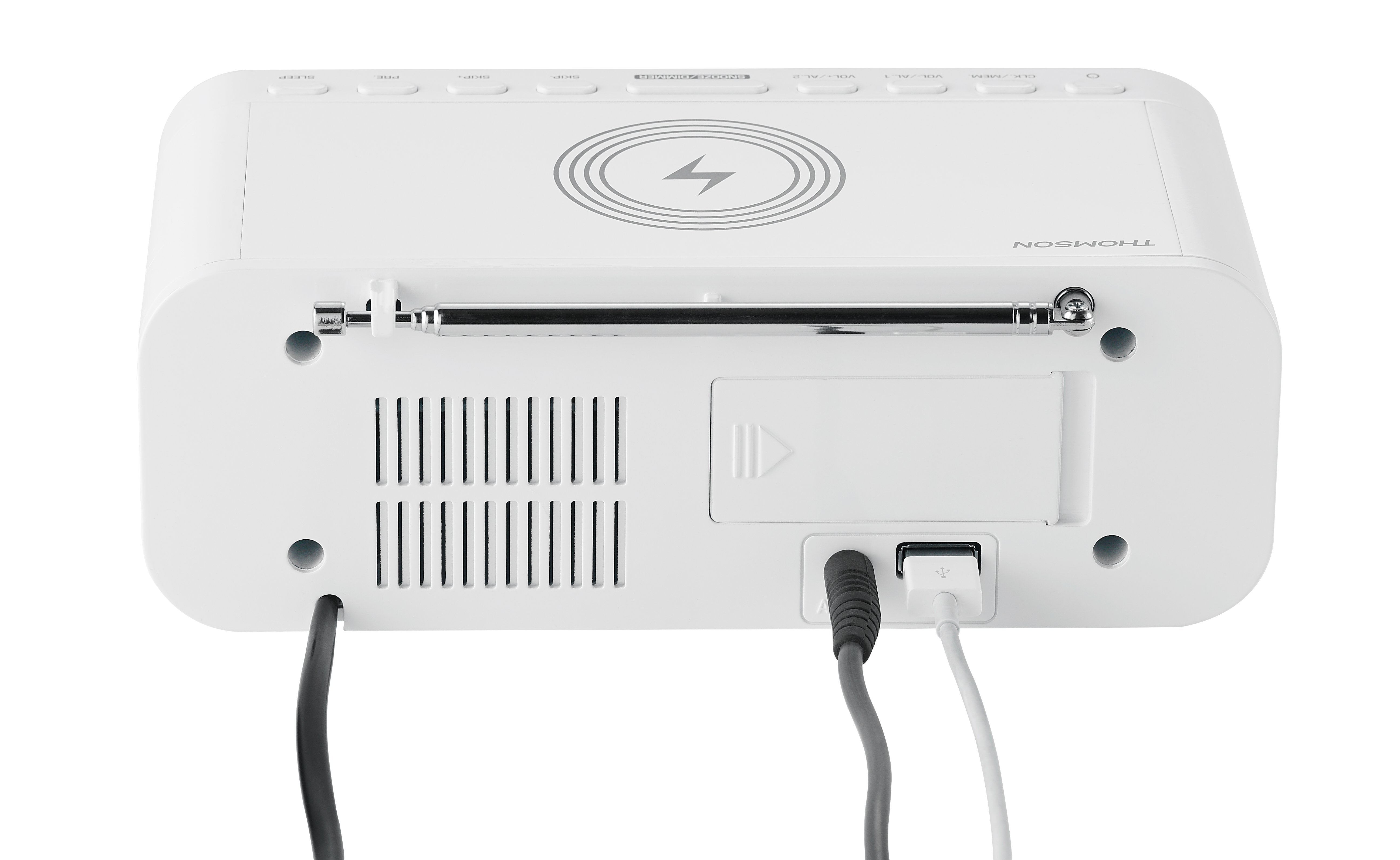 Thomson Cr221i Radio Reloj Despertador - Cargador Induccion - Usb - Doble Alarma - Blanco