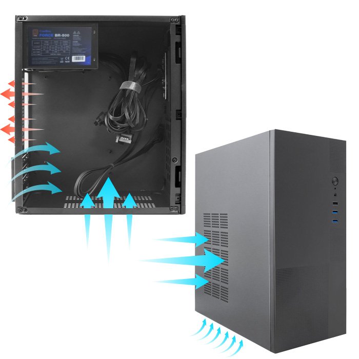 Coolbox Caja Pc M440 Matx + Fuente Force500 80+ Bronze