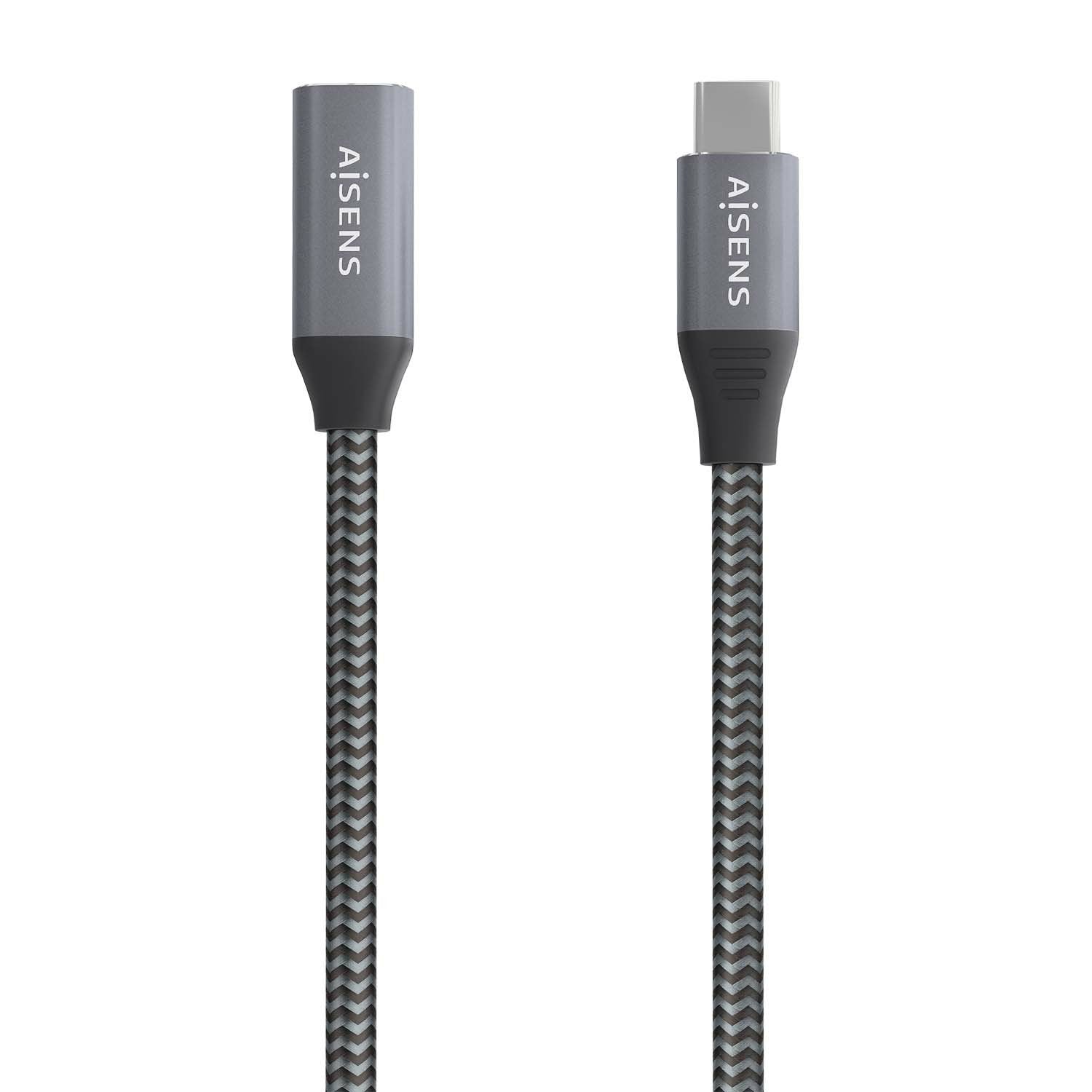 Aisens Cable Usb 3.2 Gen2x2 Aluminio 20gbps 8k@30hz 5a 100w - Tipo Usb-C/M-Usb-C/H - 0.50m - Gris