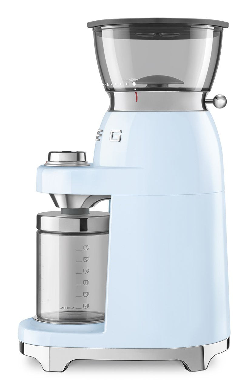 Molinillo De Café Smeg Cgf03pbeu, 15 Niveles De Molienda, Depósito De 240 G, 150 W, Azul Claro.