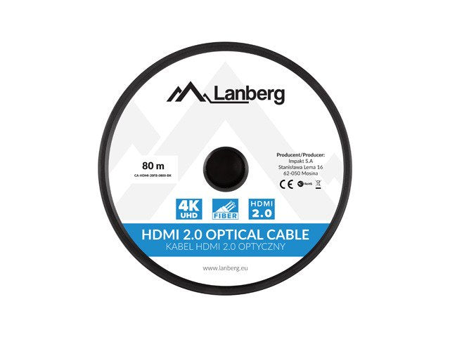 EAN 5901969429855 - Lanberg CA-HDMI-20FB-0800-BK cable HDMI 80 m HDMI tipo A (Estándar) Negro, Plata imagen 4