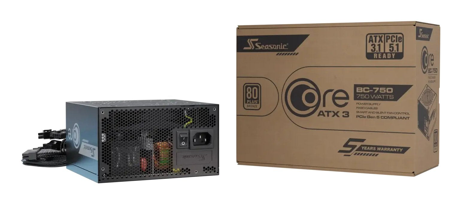 Seasonic Core Bc-750 Atx3.1 (Negro, 1x 12-Pin High Power Gpu, 2x Pcie, 750 Watt) Srp-Cbc751-A5a51jf