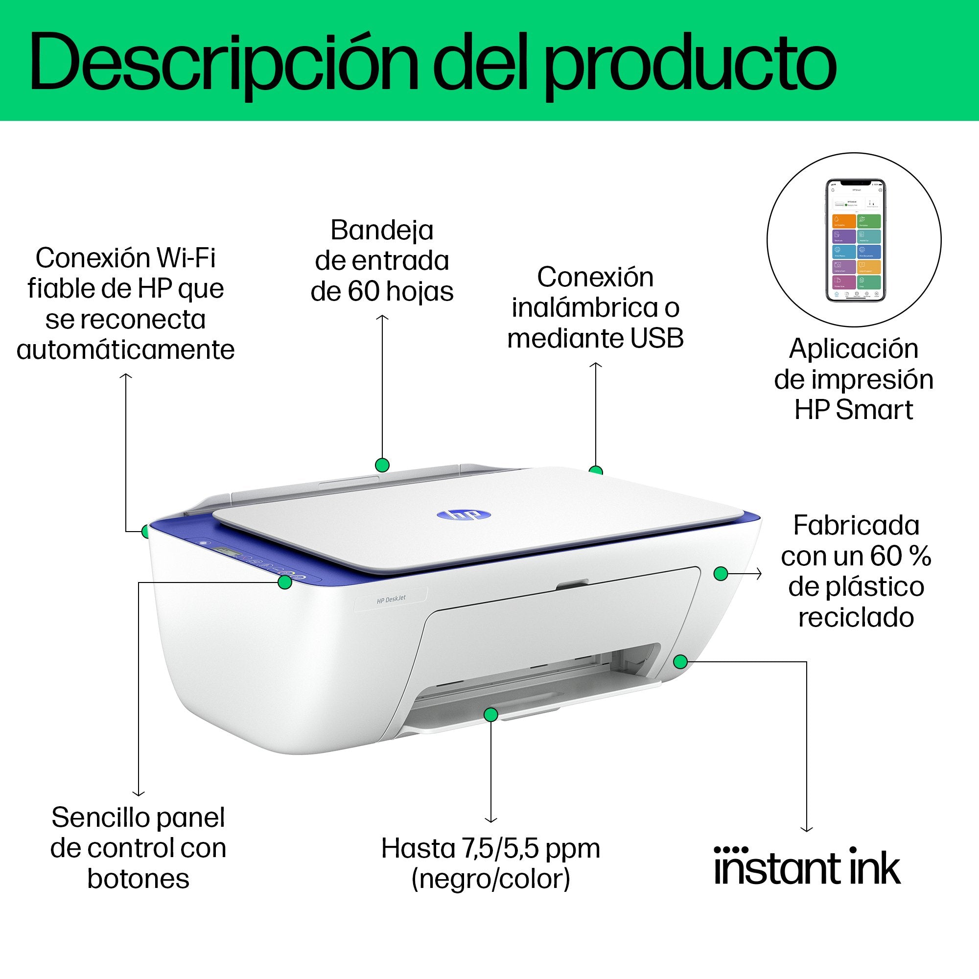 EAN 0196337820135 - HP DeskJet 2821e All-in-One Printer Inyección de tinta térmica A4 4800 x 1200 DPI 7,5 ppm Wifi imagen 5