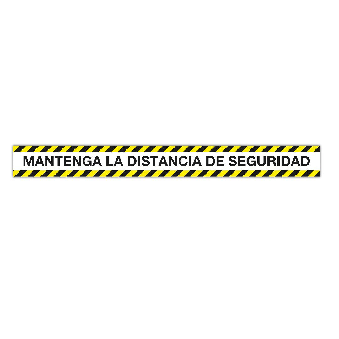 Apli Tira De Señalizacion Adhesiva "Mantenga Distancia De Seguridad" - 1000x100mm - Film De Pvc De 100 Micras Con Barniz Mate Protector - Adhesivo Solvente De Alta Resistencia