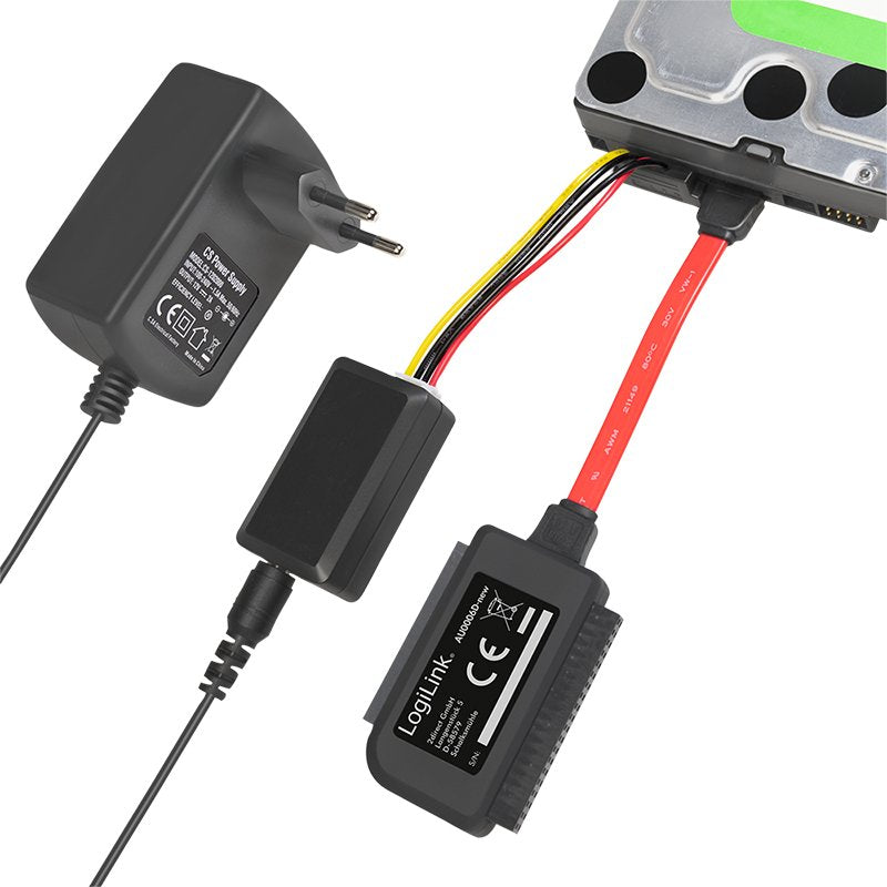 Logilink Adaptador Usb 2.0 A Ide Y Sata Con Alimentacion Negro Au0006c