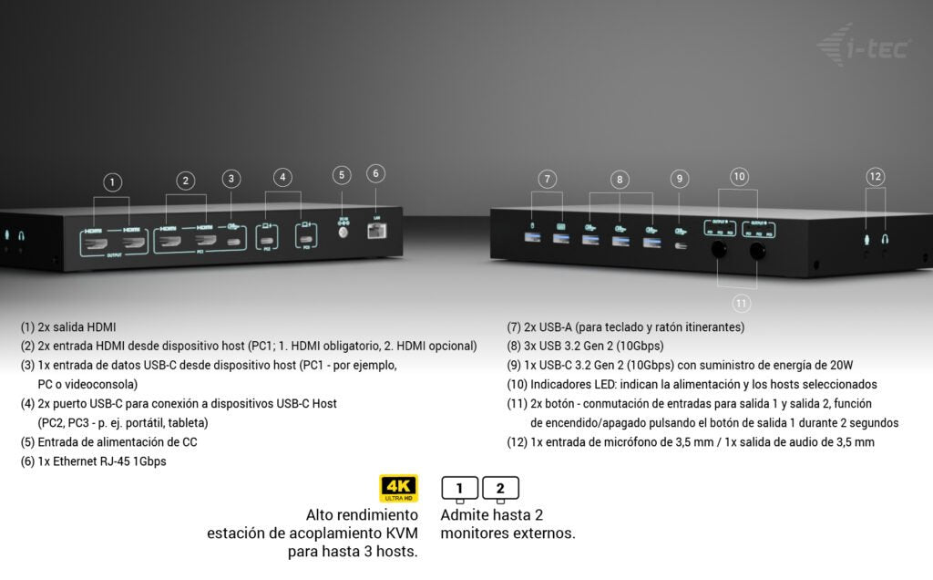 EAN 8595611707049 - i-tec C31KVMDOCKPDPRO base para portátil y replicador de puertos Alámbrico USB 3.2 Gen 1 (3.1 Gen 1) Type imagen 5
