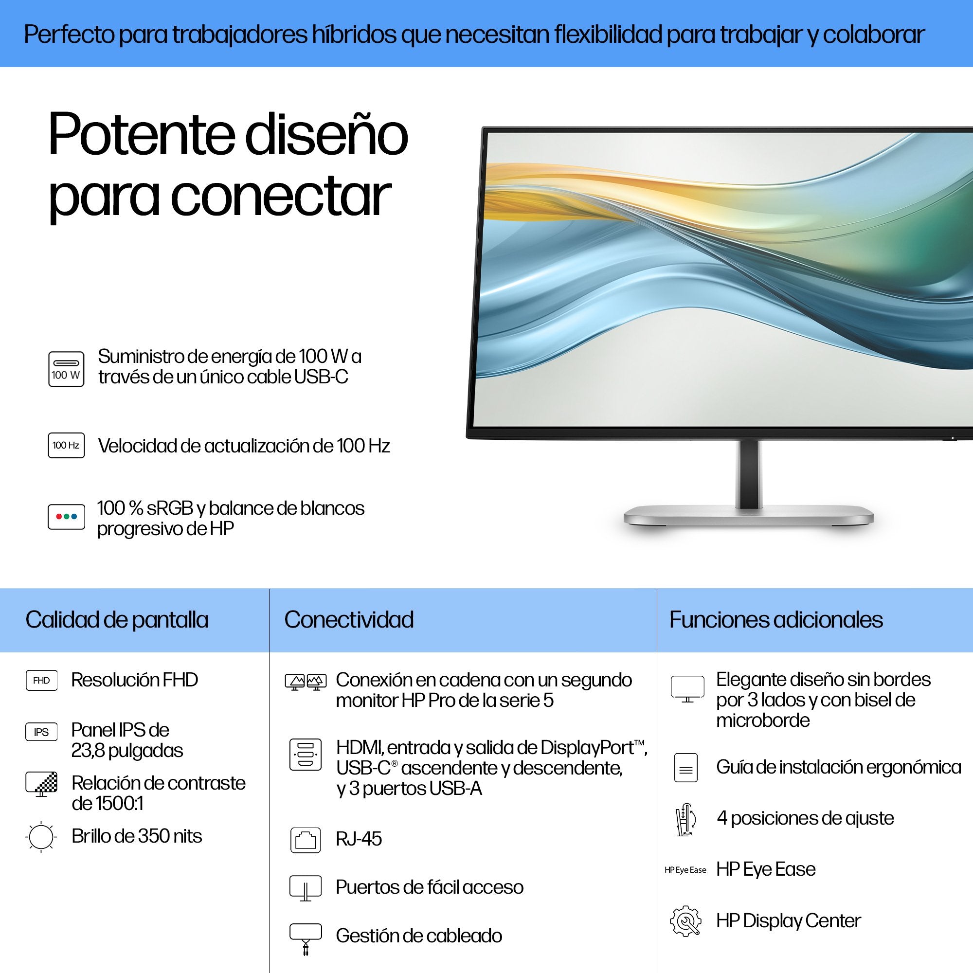 EAN 5715063749357 - HP Series 5 Pro 524pu pantalla para PC 60,5 cm (23.8") 1920 x 1080 Pixeles Full HD LCD Negro imagen 2