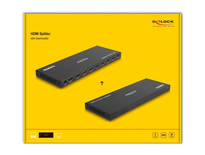 Delock Hmdi Splitter 1 X Hdmi En 8 X Hdmi Fuera 4k 60 Hz, Hdmi Splitter Negro 18654