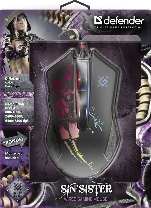 EAN 4714033529334 - Defender SIN'SISTER GM-933 ratón Juego mano derecha USB tipo A Óptico 7200 DPI imagen 8