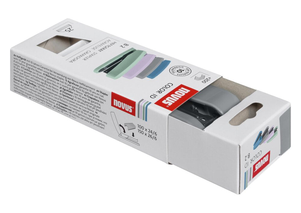 Novus Grapadora B2 Colorid 2.0 24/6 Din Super Gris Clásico
