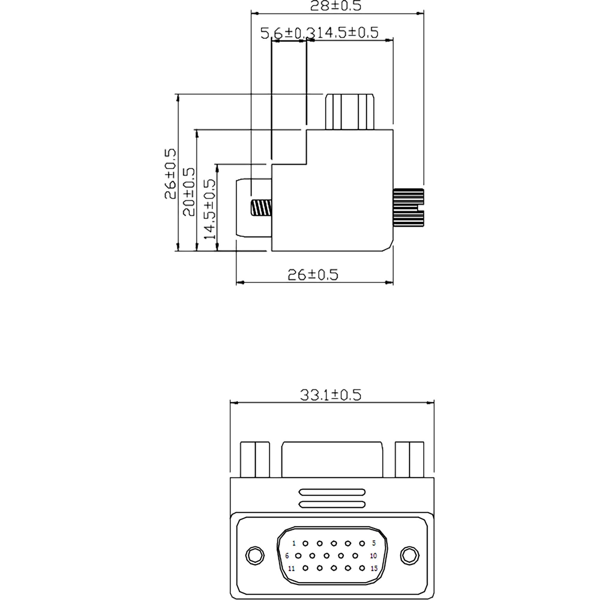 Adaptador Inline Vga 90° 15 Pines Macho A Hembra
