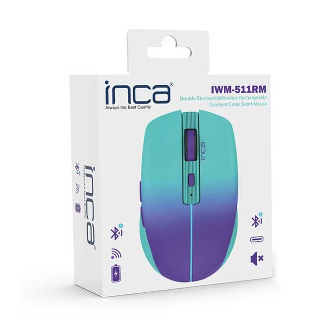 Raton  Inca Iwm-511rm 1600 Dpi,Wrls & Bt,6d Tame, Azul