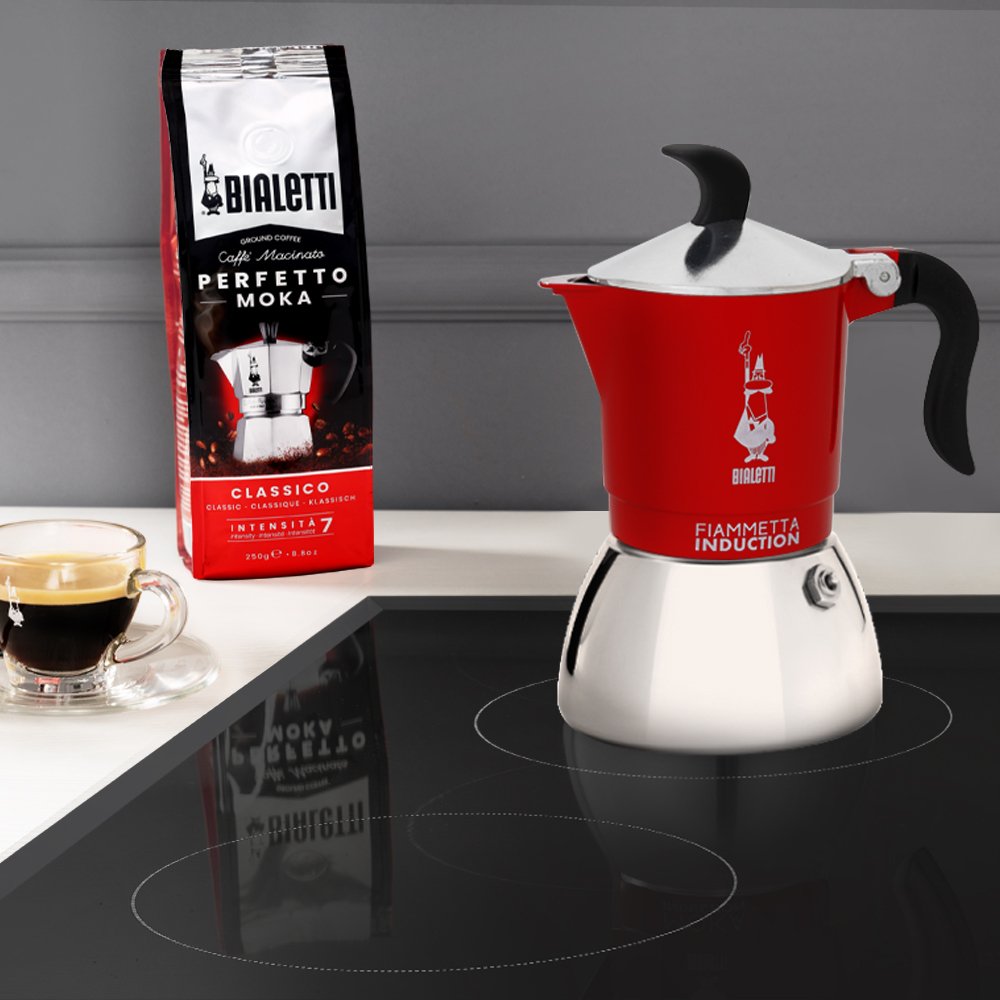 EAN 8006363036917 - Bialetti Fiammetta Induction Cafetera italiana 0,1 L Rojo, Acero inoxidable imagen 3