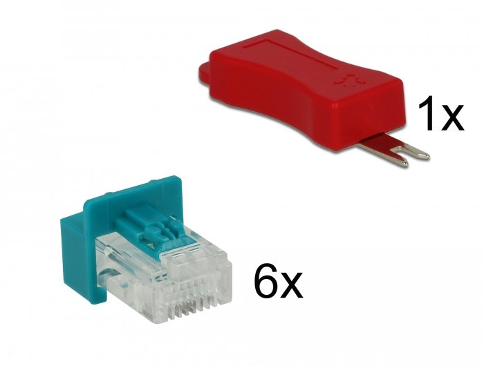 Delock 86425 Bloqueador De Puerto Llave De Bloqueador De Puerto Rj-45 Rojo 6 Pieza(S), Soporte Turquesa, Llave De Bloqueador De Puerto, Rj-45, Rojo, 6 Pieza(S), Bolsa De Plástico, 23 Mm