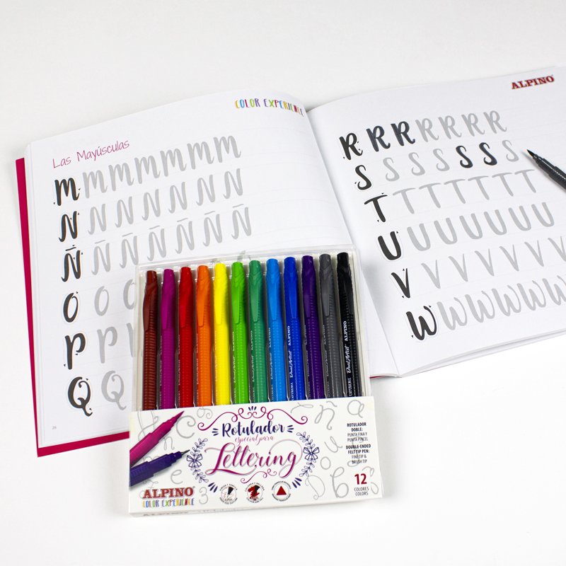 Alpino Rotuladores Dual Artist + Libro De Iniciación Al Lettering Set De 12 C/Surtidos