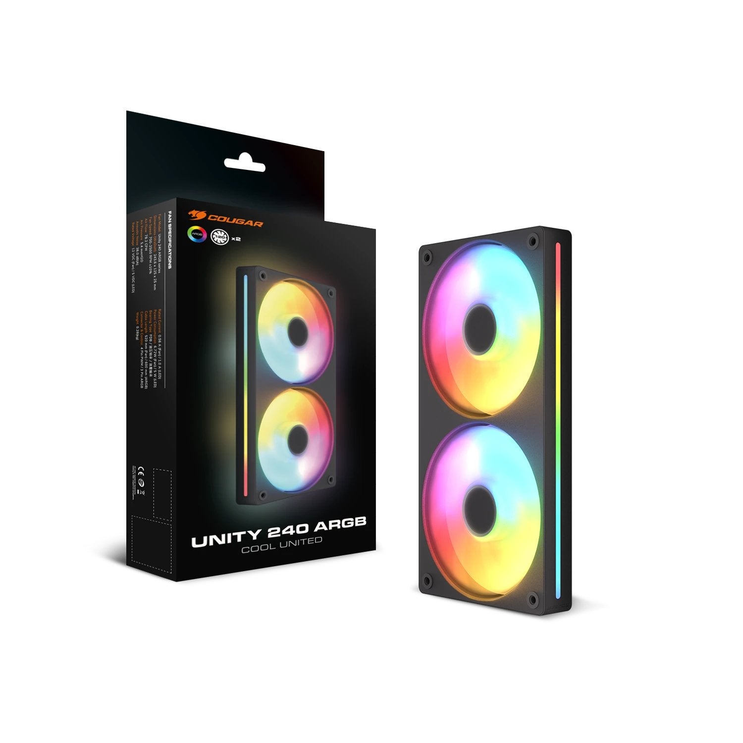 Ventilador  Pc Cougar Forward Unity240-Fb,240 Argb Pwm, Negro Cf-Un240fb-Rgb