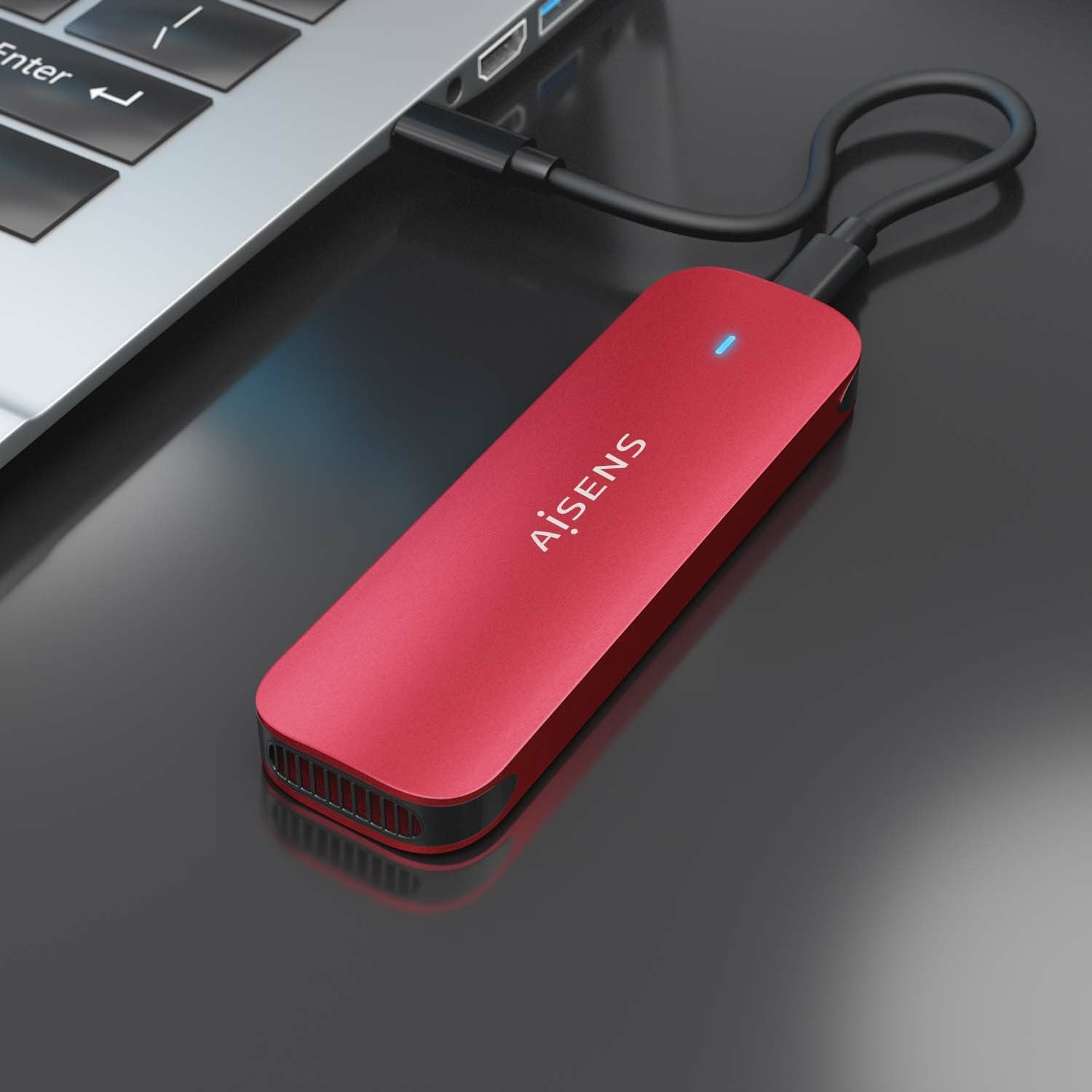 Aisens Caja Externa Para Disco Ssd M.2 Nvme Usb 3.2 Sin Tornillos Asm2-027red
