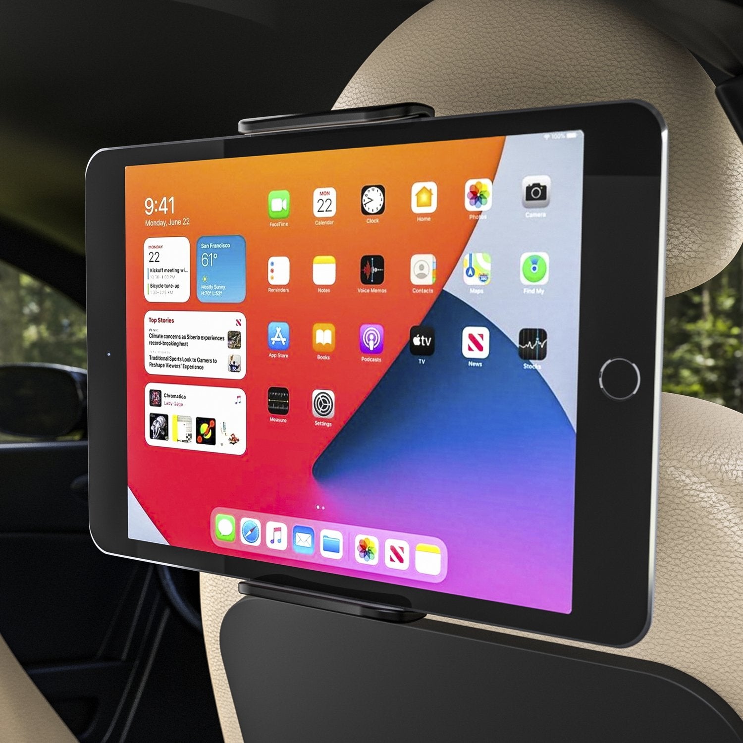 Aisens Soporte Coche Ajustable (1 Pivote) Para Reposacabezas Para Telefono / Tablet, Negro