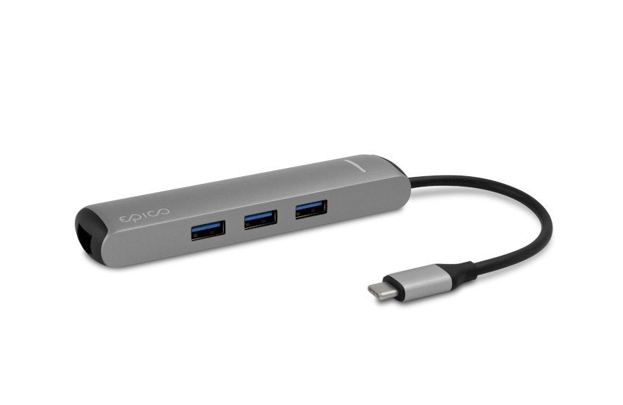 Epico Hub Usb-C A 4k Hdmi  3usb-A  Usb-C  Ethernet - Plata