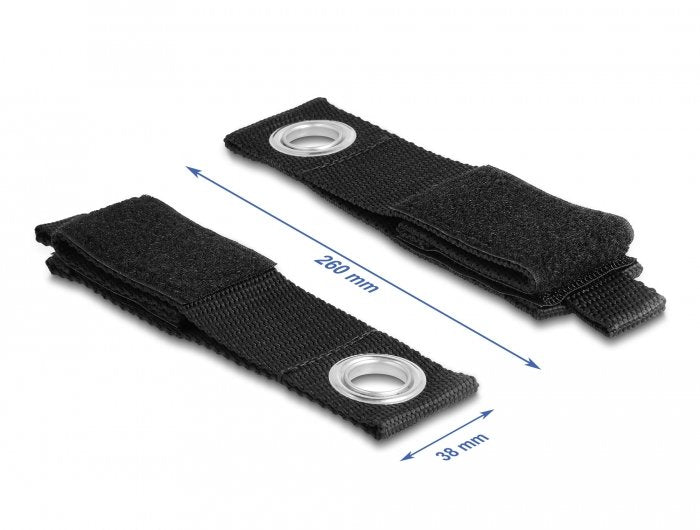 Strapazierfähiger Klettgurt Mit Befestigungsöse L 260 X B 38 Mm Schwarz 5 Stück