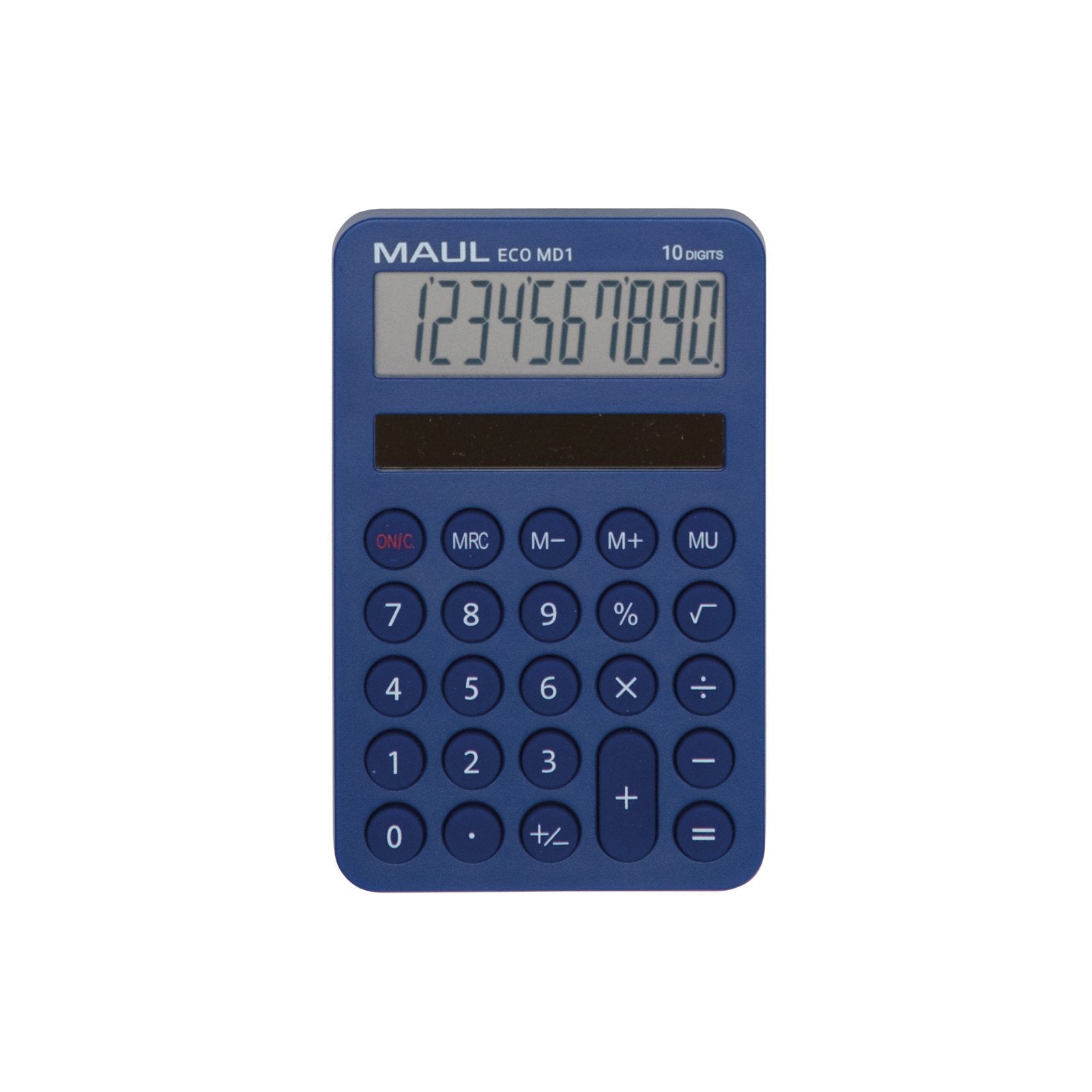 Maul Calculadora Eco Md 1  Calculadora Solar Con 10 Dígitos Y 5 Funciones  Calculadora De Bolsillo De Plástico 60% Reciclado  Calculadora De Escritorio Para Oficina, Escuela, Azul