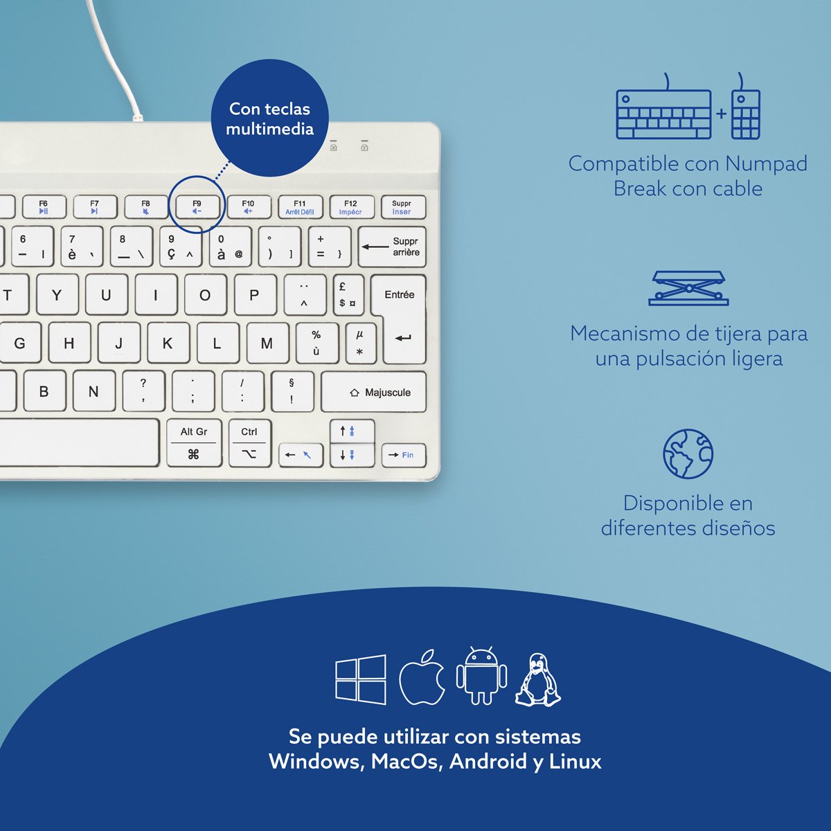 EAN 8719274492023 - R-Go Tools RGOCOFRWDWH teclado Oficina USB Francés imagen 11