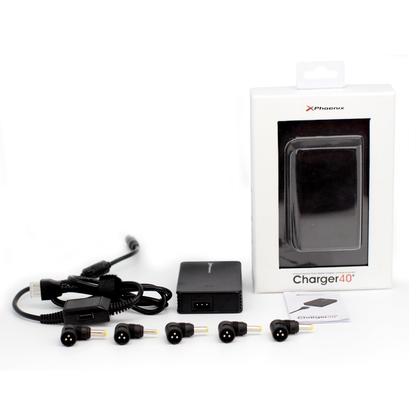 Adaptador Cargador De Corriente Universal Automatico  Phoenix Phcharger40+ 40w  (Incluye 5 Conectores)  Para Portatiles Y Netbooks Con Puerto Usb