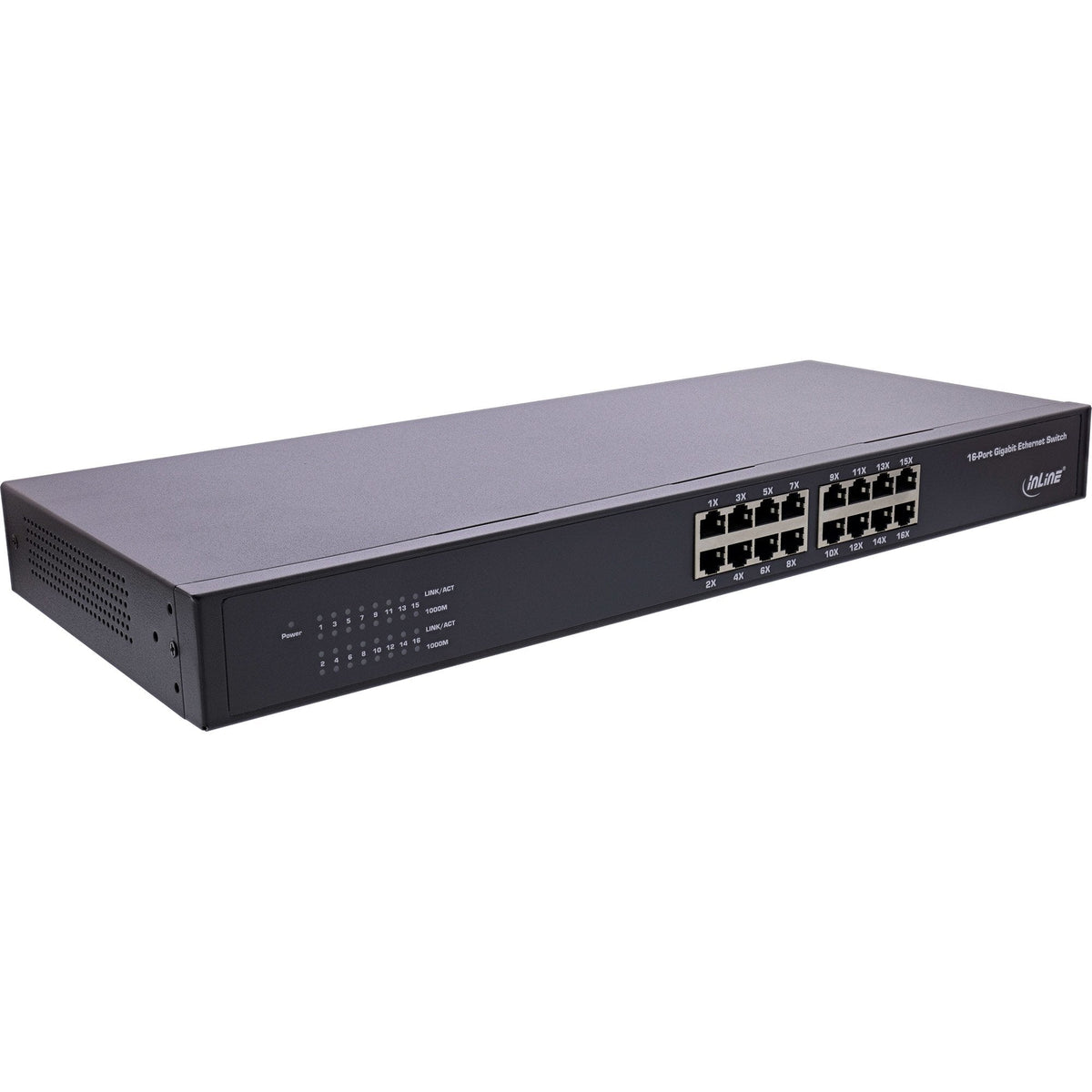 Switch De Red Gigabit Inline De 16 Puertos, 1 Gbit/S, 48,26 Cm (19"), Metal, Sin Ventilador