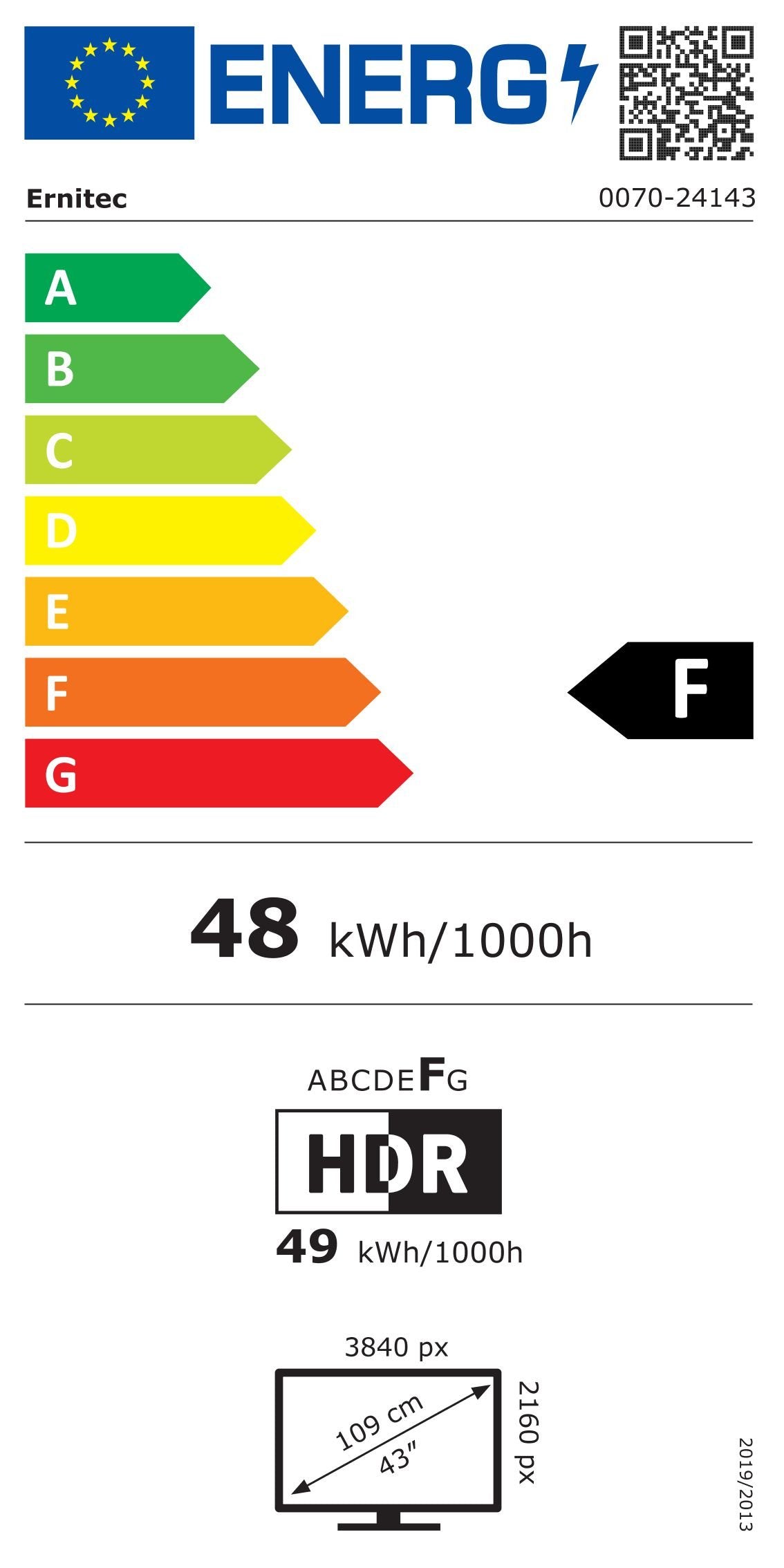 EAN 5715063070543 - Ernitec 0070-24143 LED display 109,2 cm (43") 3840 x 2160 Pixeles 4K Ultra HD Negro imagen 2