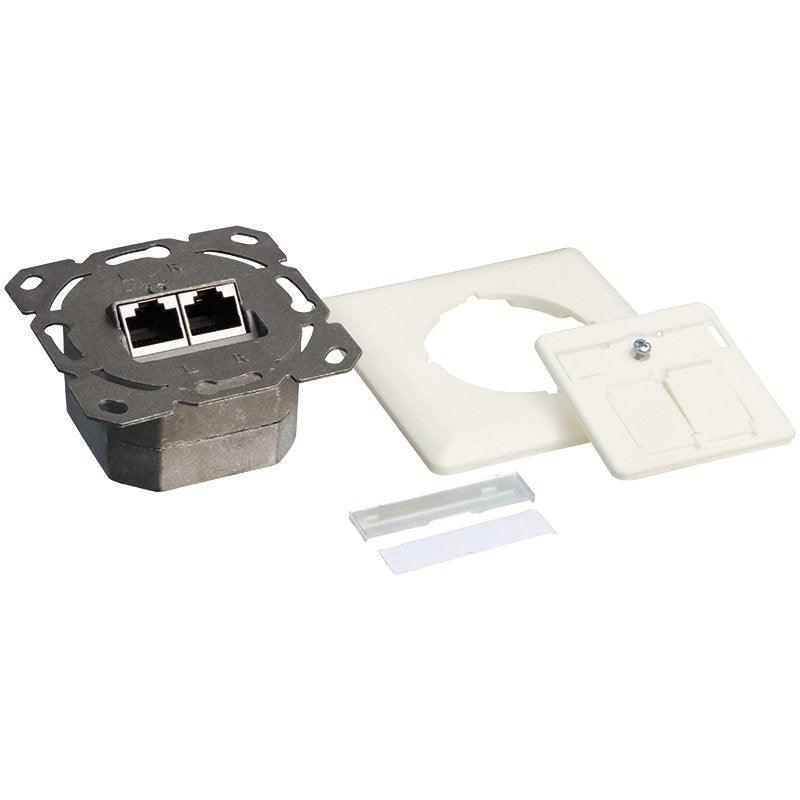 Logilink Np0124 Toma 2 X Rj-45 Cat 6a Superficie Y Empotrado Apantallado Metálico, Blanco