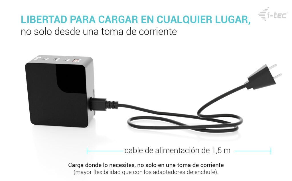 D I-Tec 140w Intelligent Multiport Usb Charger 3x Usb-C 1x Usb-A Lcd Display