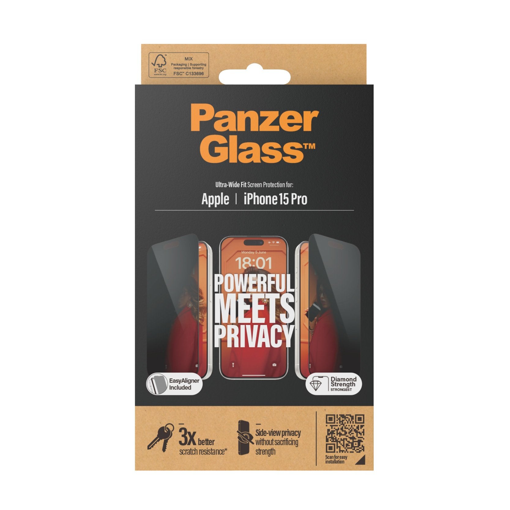EAN 5711724128103 - PanzerGlass ® Privacy Screen Protector iPhone 15 Pro | Ultra-Wide Fit w. EasyAligner Protector de pantall imagen 3