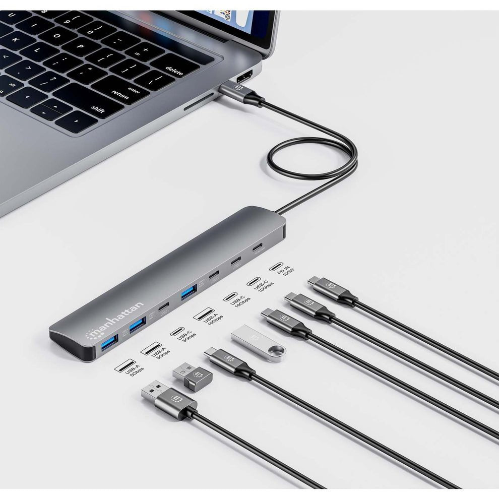 Manhattan 7-Port Usb-C Usb-A Hub 4+3 Con Power Delivery