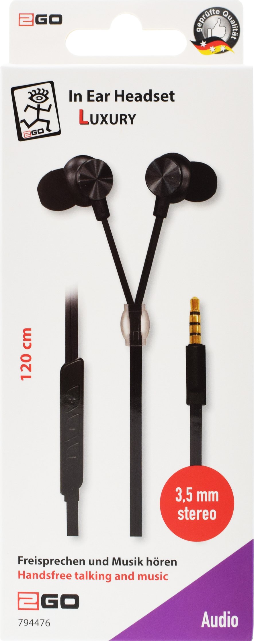 EAN 4010425944762 - 2GO 794476 auricular y casco Auriculares Alámbrico Dentro de oído Llamadas/Música Antracita imagen 2