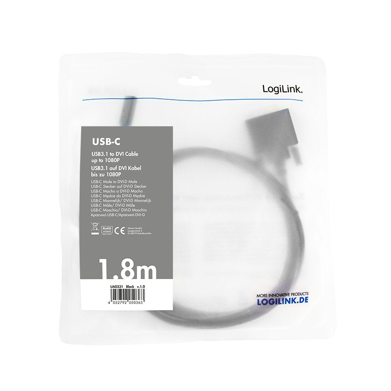 Logilink Ua0331 Adaptador De Cable Usb Type C Dvi Negro