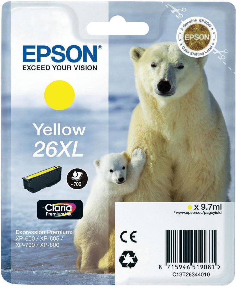 EAN 8715946519081 - Epson Polar bear 26XL cartucho de tinta 1 pieza(s) Original Alto rendimiento (XL) imagen 1
