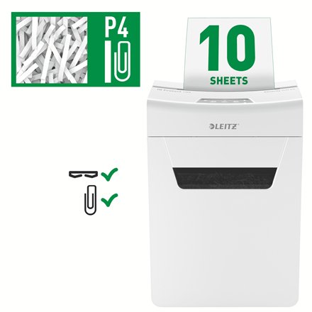 Destructora De Documentos Leitz Iq 10x Protect P4 / 4x28 / 10 Hojas / 18l / Clip /