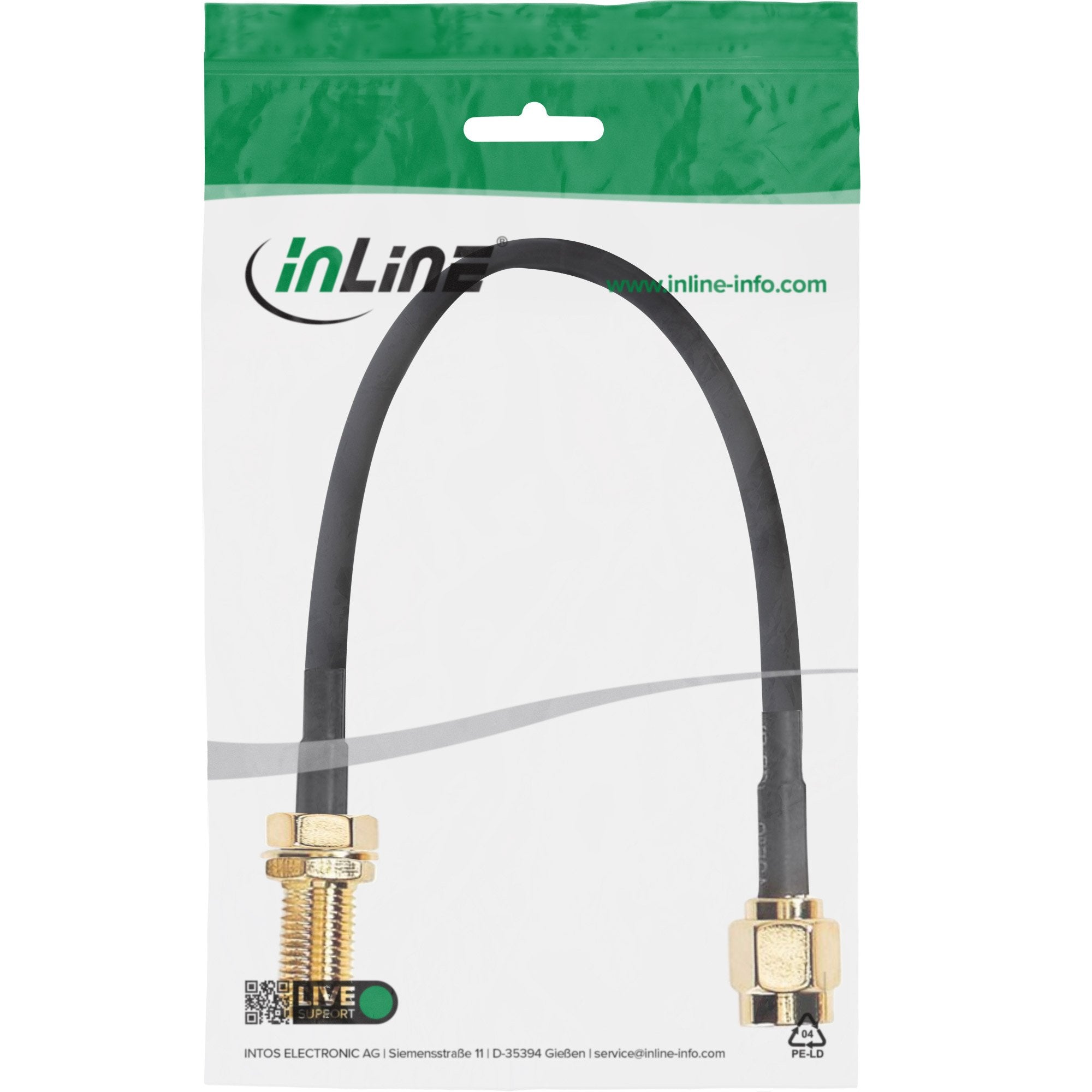 Cable Inline Wifi Conector R-Sma A Acoplamiento R-Sma 0,3m