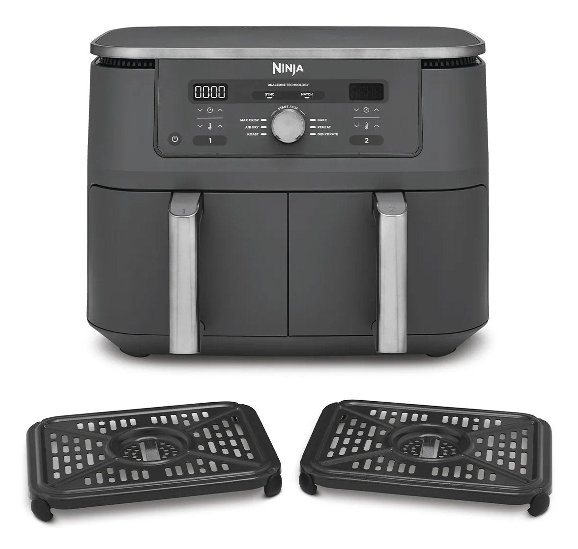 EAN 622356322676 - Ninja DZ400EU freidora Doble 9,5 L Independiente 2470 W Freidora de aire caliente Gris imagen 3