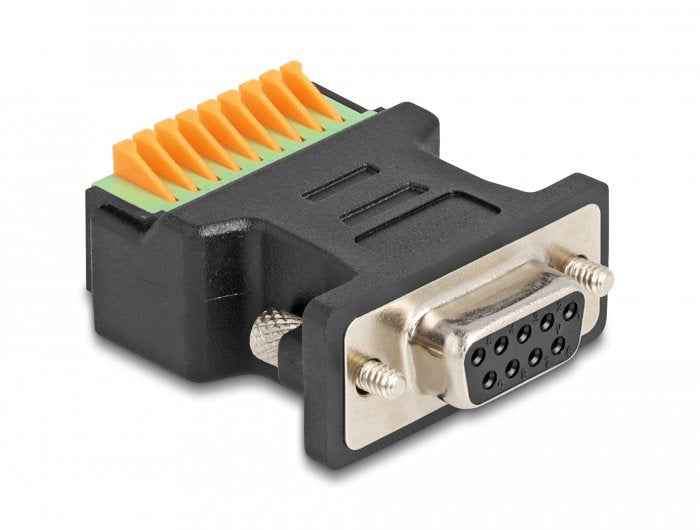 Conector Hembra Delock D-Sub De 9 Pines > Adaptador De Bloque De Terminales Con Pulsador Negro 66559