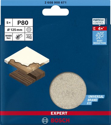Bosch Professional Expert M480 Network Structure Black Ø 125 Mm, K80 5 Piezas, Para Amoladores Excéntricos 2608900671