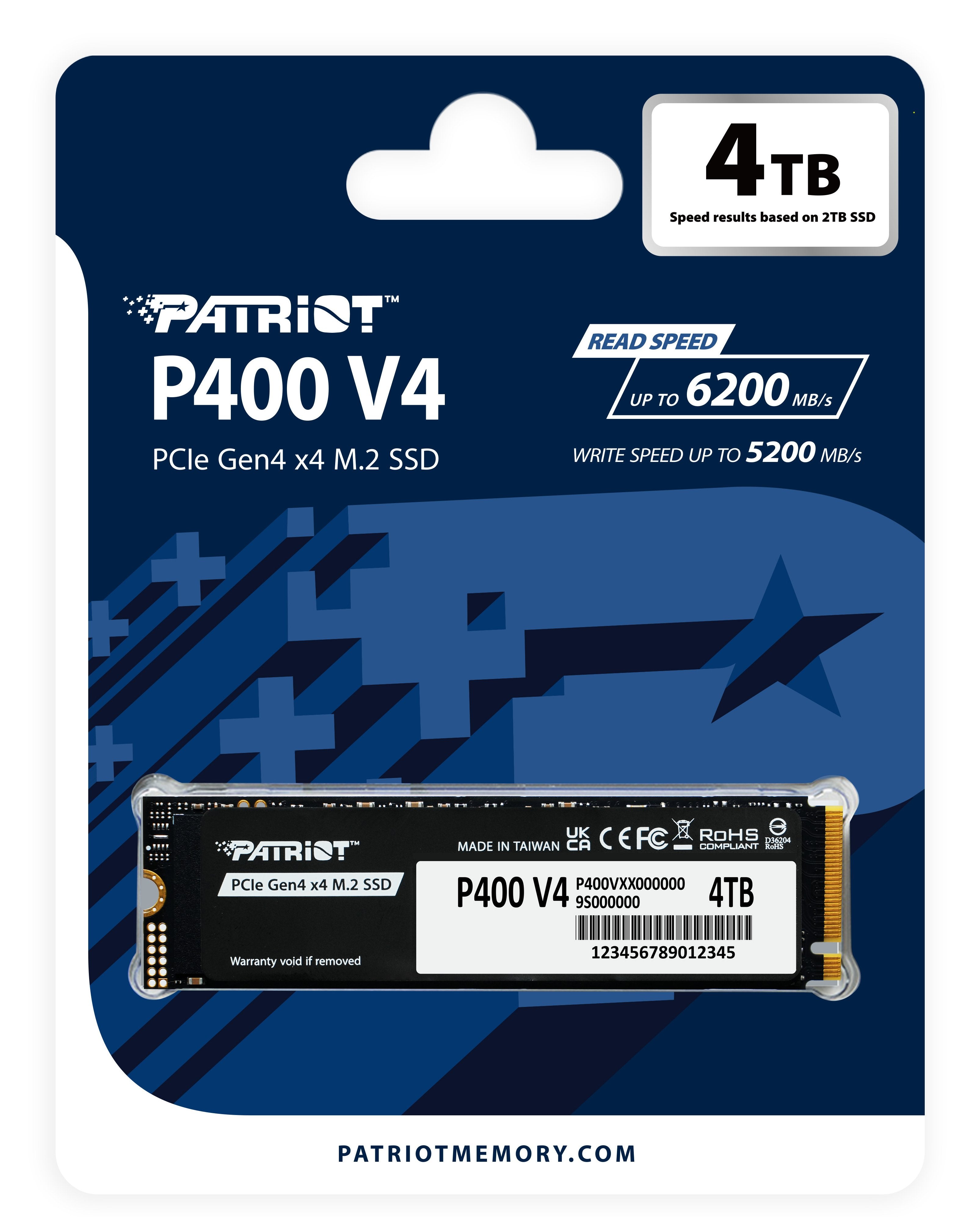 EAN 4711378421675 - Patriot Memory P400 V4 4 TB M.2 PCI Express 4.0 NVMe imagen 4