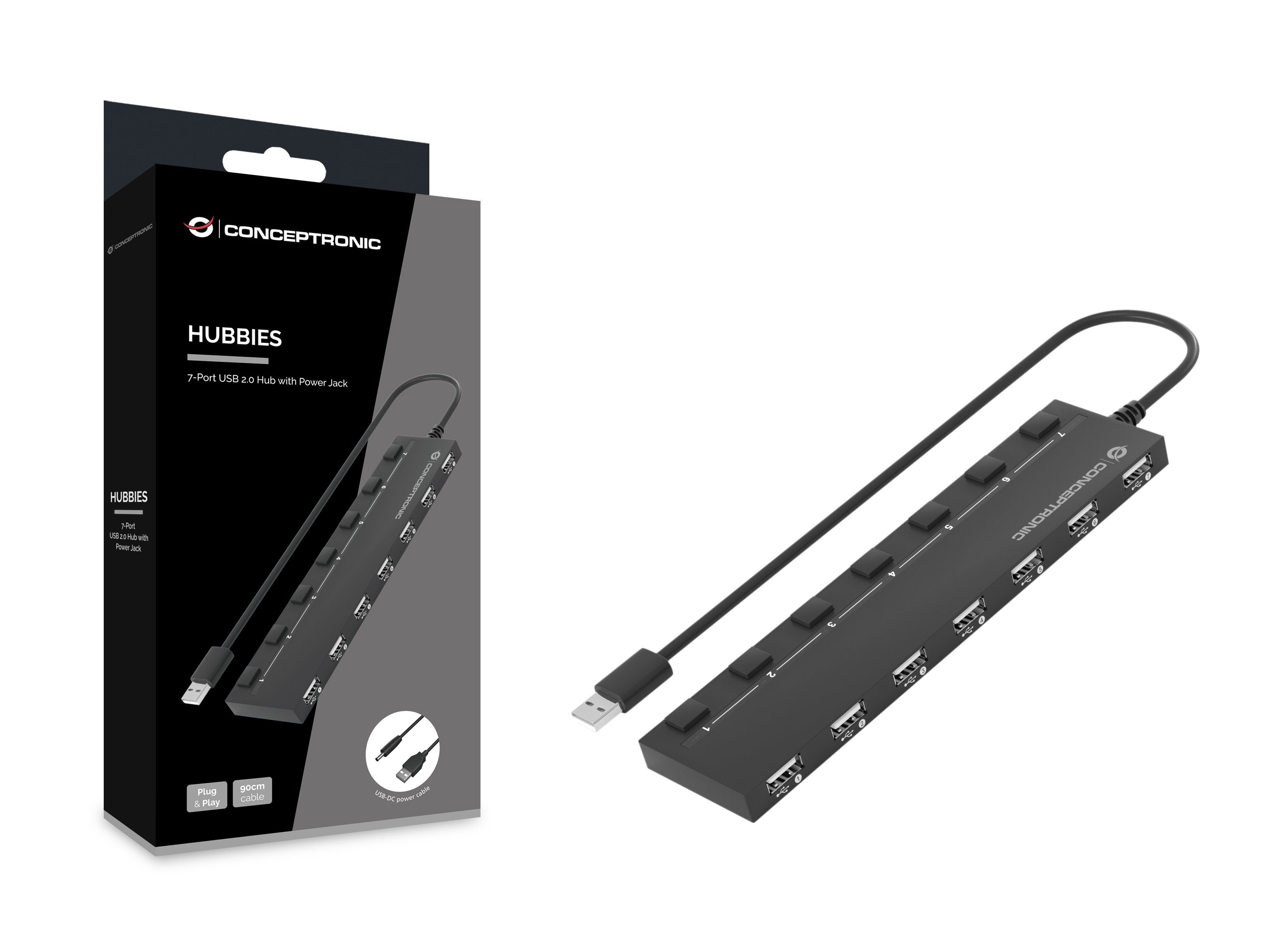 EAN 4015867226117 - Conceptronic HUBBIES08B hub de interfaz USB 2.0 480 Mbit/s Negro imagen 2
