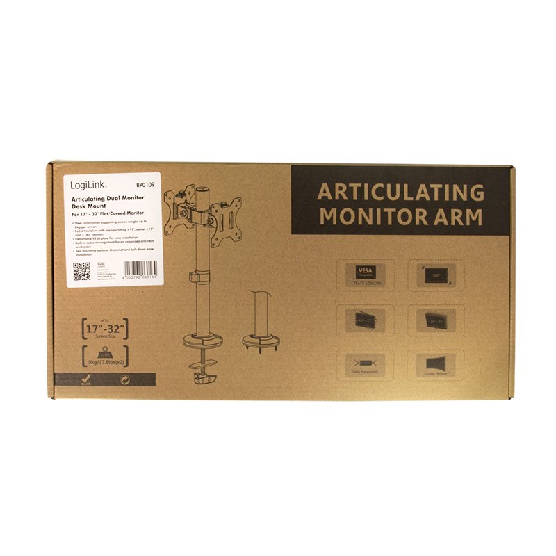 Soporte Logilink Bp0109  Para Monitor 81,3 Cm (32") Negro Escritorio