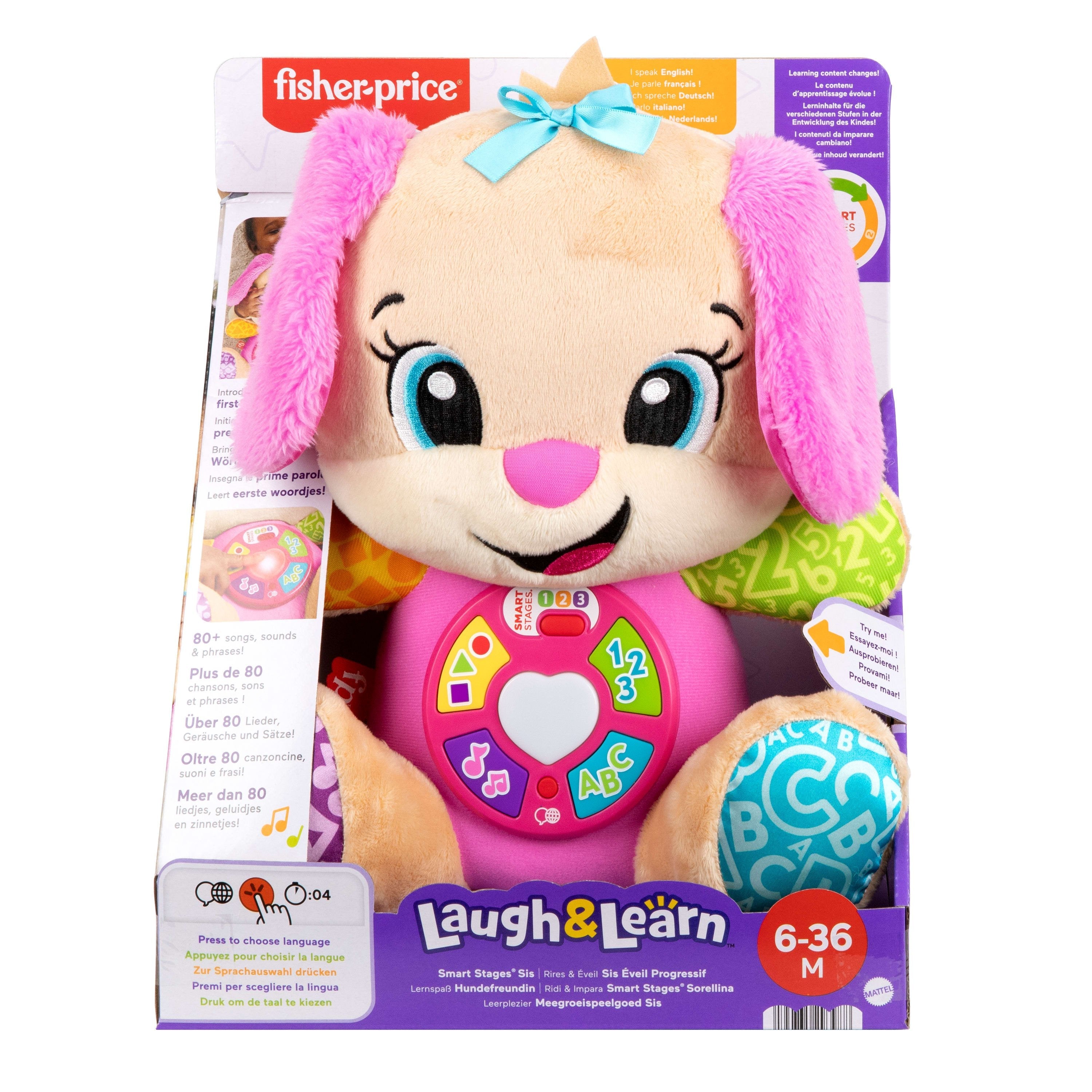 Fisher-Price Learning Fun Dog Friend, Cuddly Toy Pink/Light Brown Jfd31