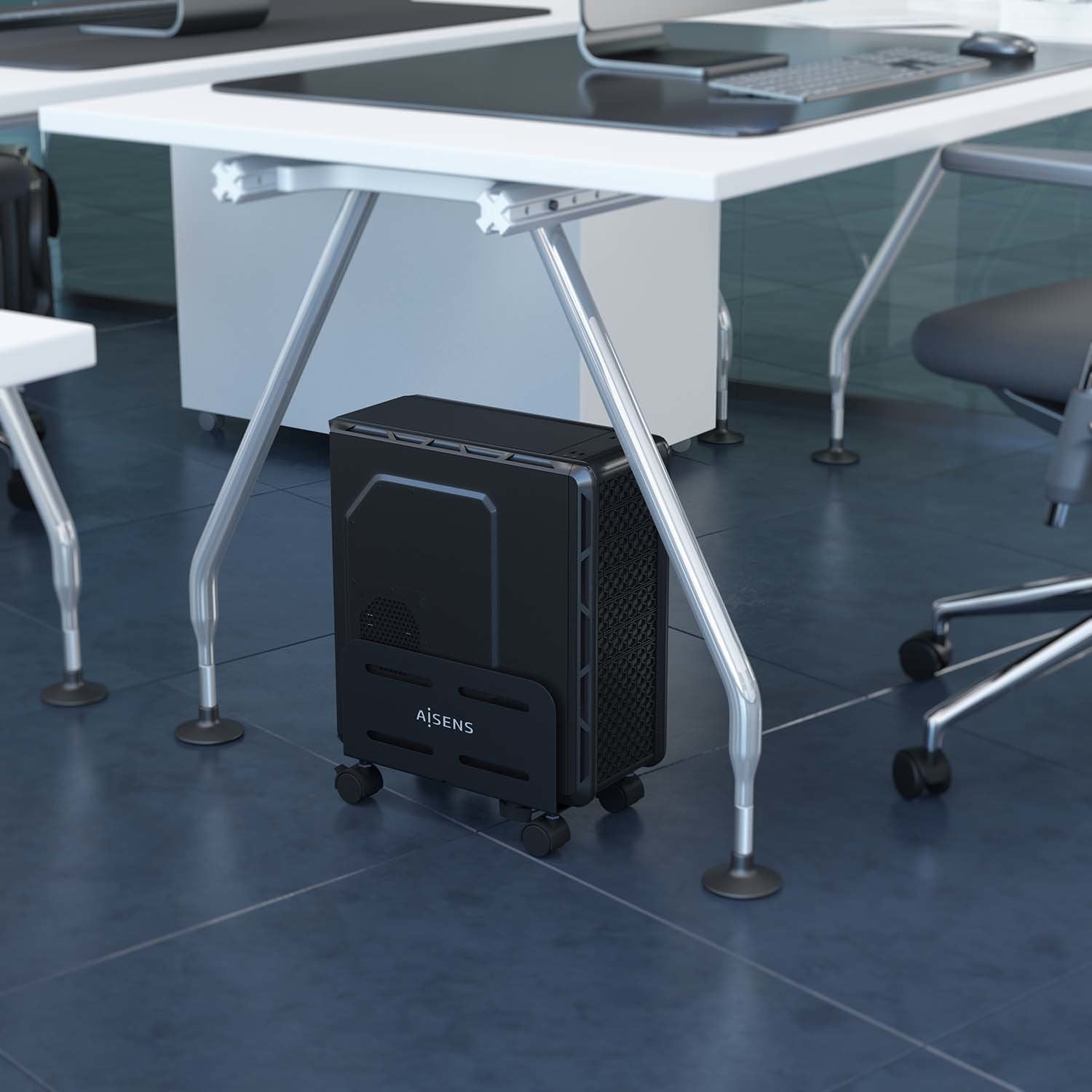 Aisens Soporte Metálico Ajustable De Suelo Para Cpu, Negro