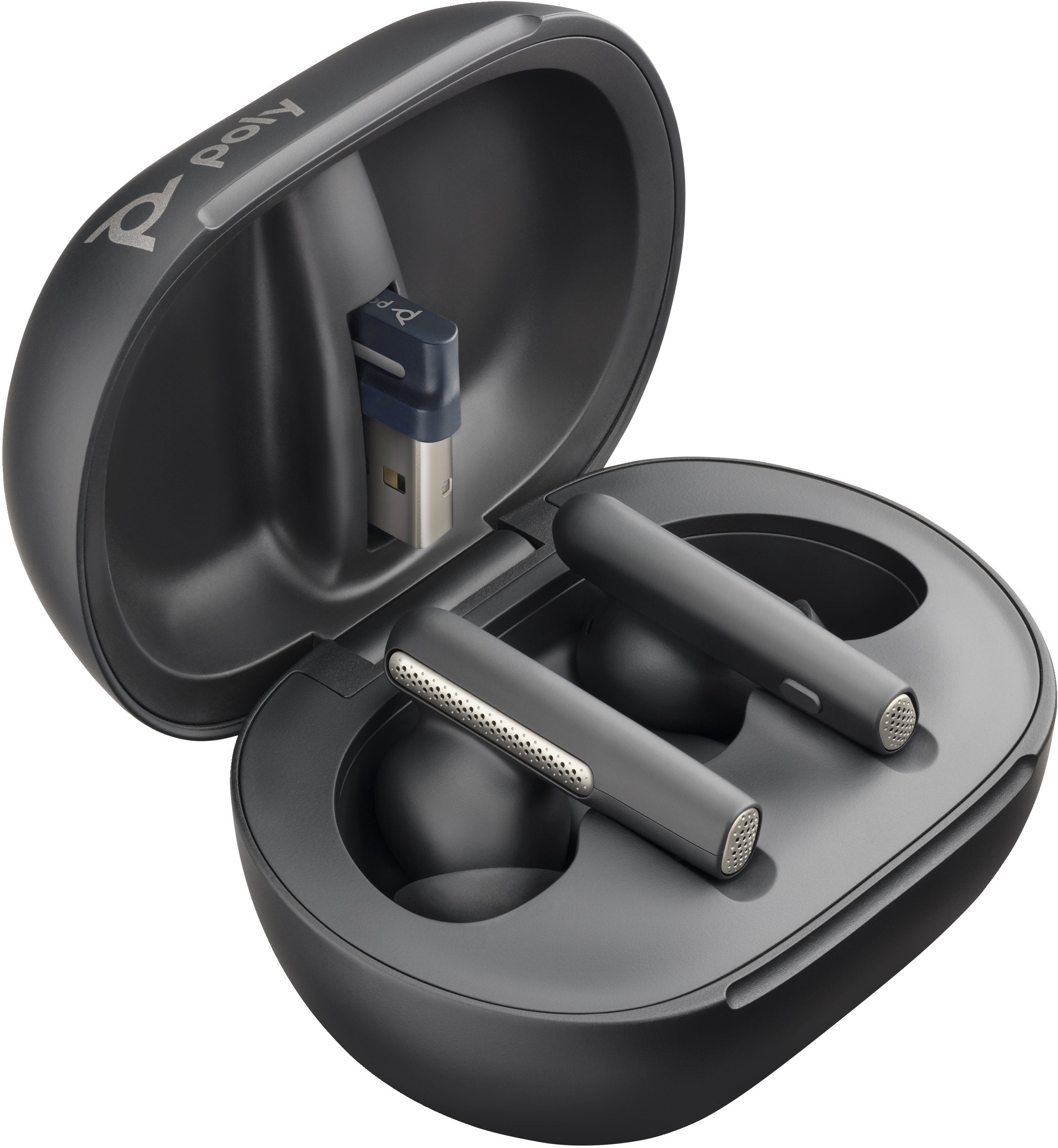EAN 0197497053845 - Poly Voyager Free 60+ UC Carbon Black Earbuds +BT700 USB-A Adapter +Touchscreen Charge Case Auriculares I imagen 2